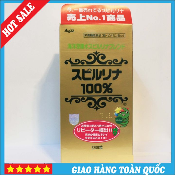 Tảo xoắn tem đỏ nhật bản, viên tảo xoắn spirulina hộp 2200 viên