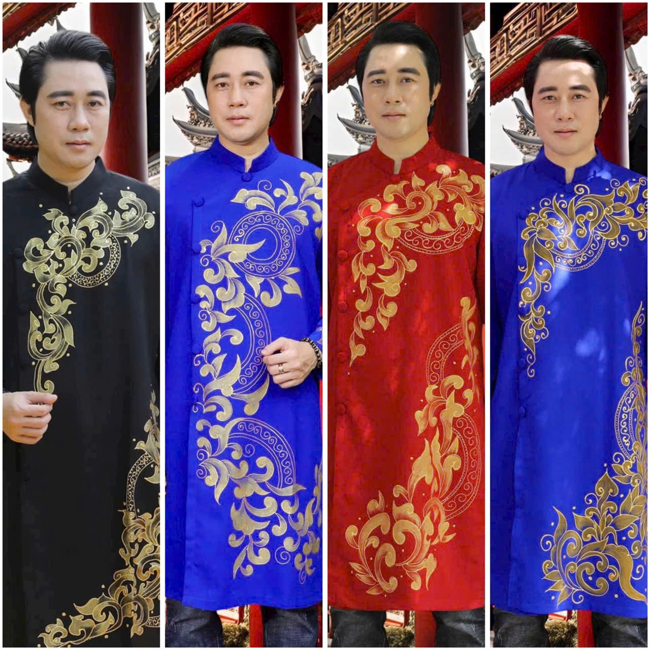 Áo Dài Truyền Thống # Áo Dài Gấm Lụa Họa Tiết Cho Nam # Quần Áo Nam Cao Cấp