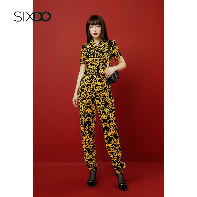 Quần nữ tuýp xi họa tiết baroque SIXDO (Black Baroque Print Pants)