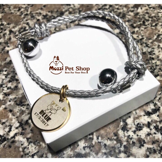 Combo Thẻ Tên và vòng cổ Handmade khắc tên cho Thú cưng - Pettag Mozzi