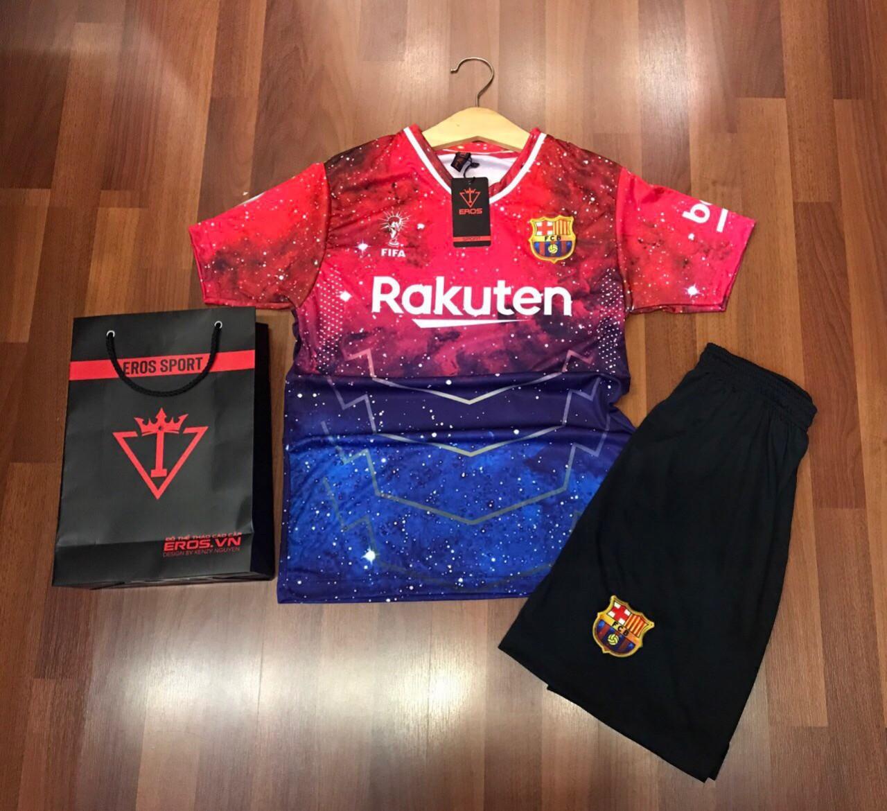 Bộ Áo Thể Thao Đá Bóng Cao Cấp - CLB Barca Galaxy S02 - Thun Thể Thao Thoáng Mát