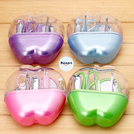 Bộ Dụng Cụ Làm Nail Apple Bộ Bấm Móng Tay 9 Món Quả Táo Kèm Gương Mini Cầm Tay Tiện Lợi