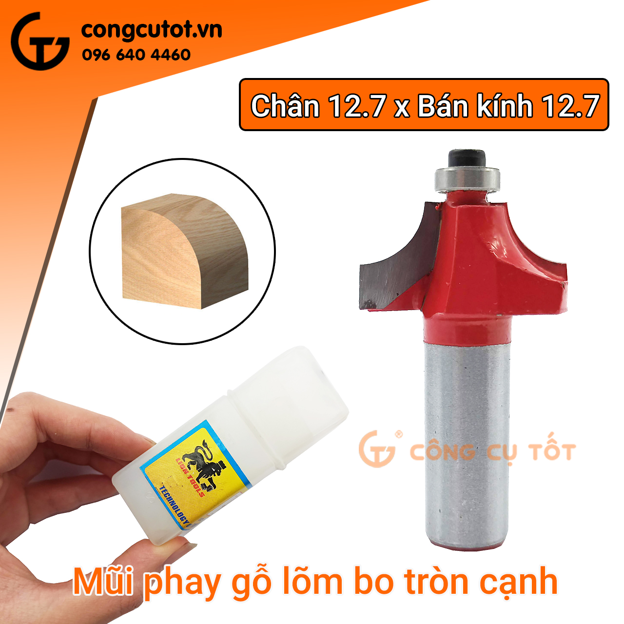 Mũi phay gỗ lõm bo tròn cạnh chân 12.7