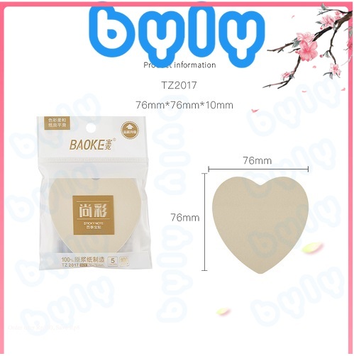 Sticky note trái tim 4 màu baoke pastel - macaron 100 tờ tz2006 - tz2017 byly shop