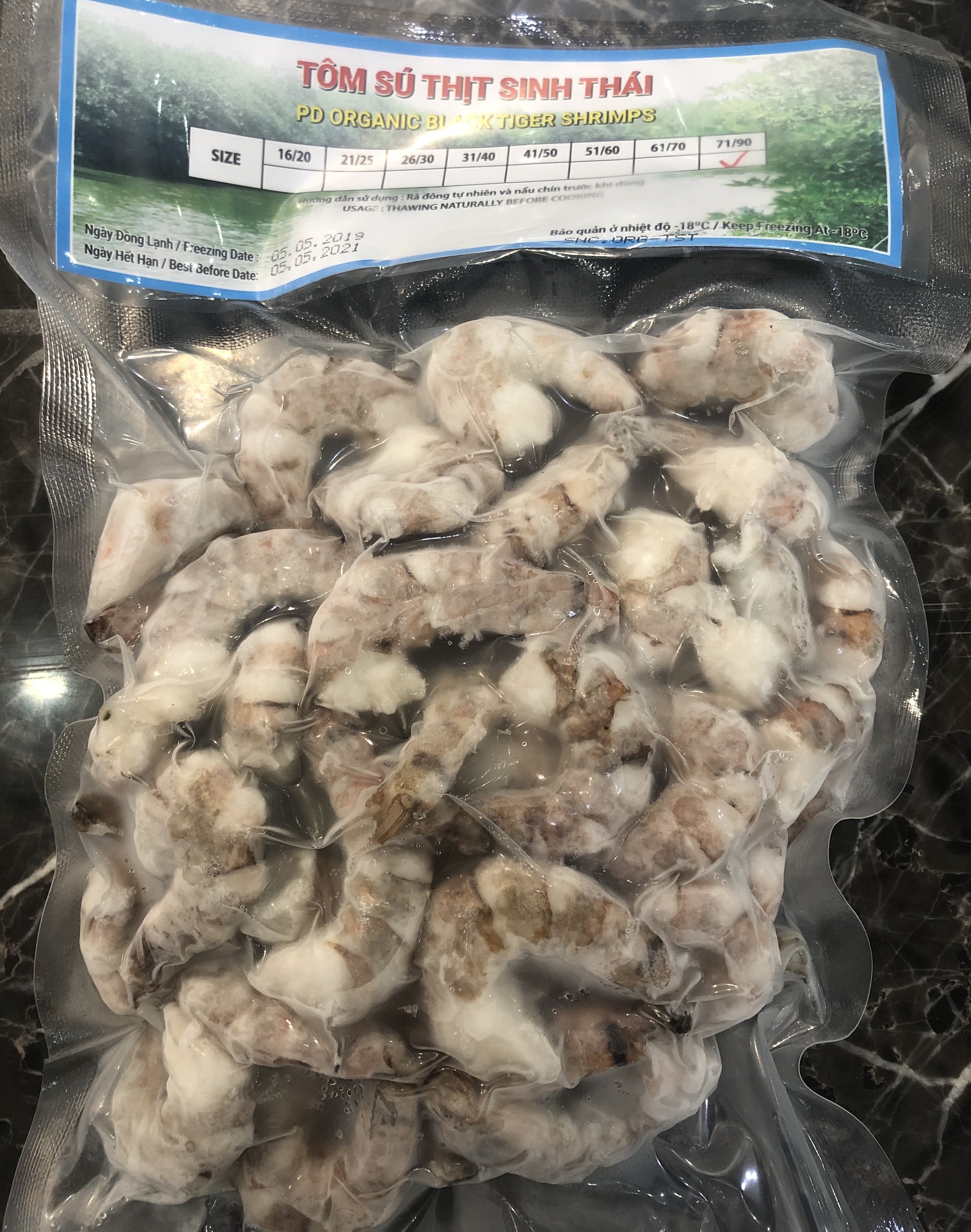 Tôm sú thịt sinh thái 250g, kích cỡ: 71/90