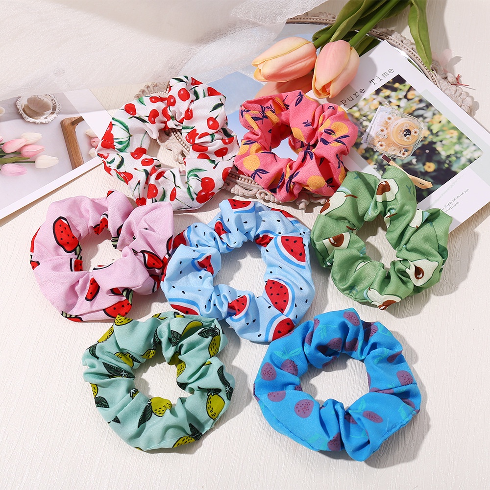 Dây Buộc Tóc Vải - Cột Tóc Scrunchies Hoa Quả Dễ Thương