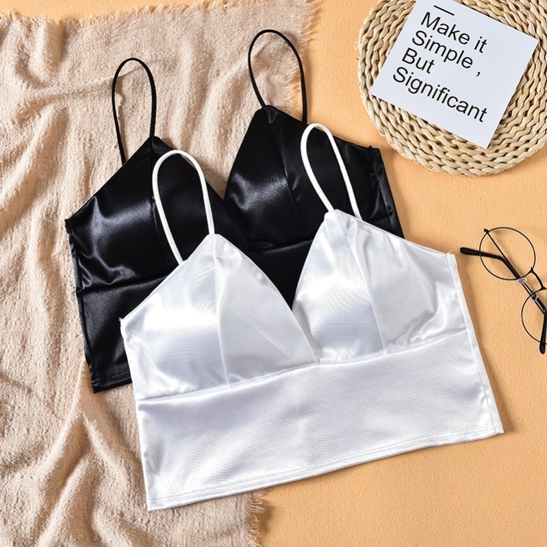 Áo Bra 2 Dây Nữ Phi Lụa Bóng ĐỆM MỎNG Mềm Mát Cực Thoải Mái 2S13