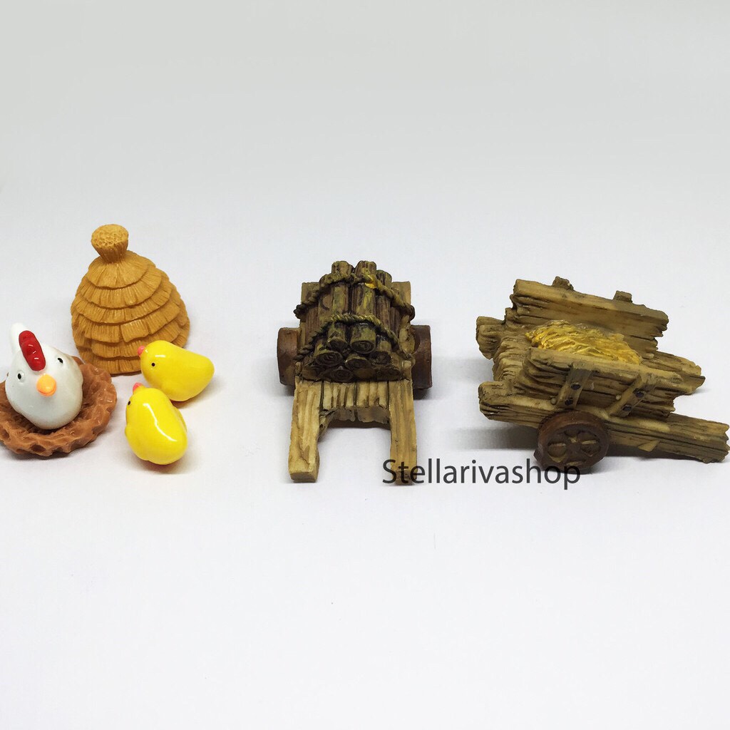 [HCM]Mô hình Xe chở gỗ xe chở thóc trang trí tiểu cảnh thủy sinh terrarium chậu cây cảnh sen đá bánh kem xương rồng