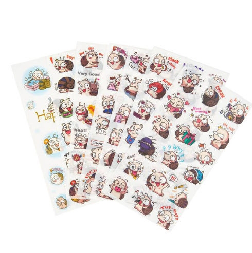 Bộ 6 tấm sticker dán trang trí - happy snail