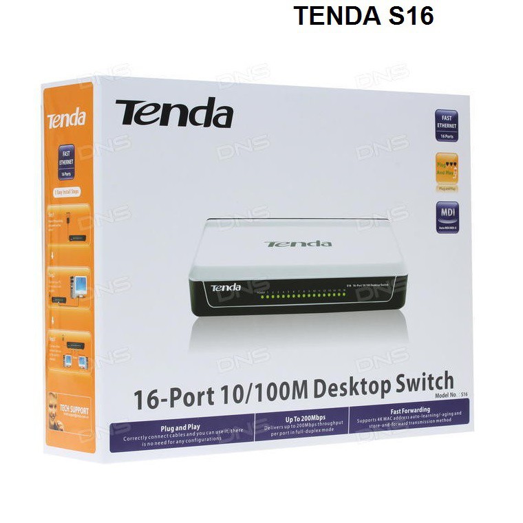 [HCM]Switch Tenda S16 16 port (100Mbps).  Vi Tính Quốc Duy