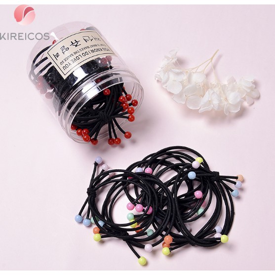Set 20 Dây Cột Tóc Hàn Quốc Nơ Có Hạt - Màu Ngẫu Nhiên