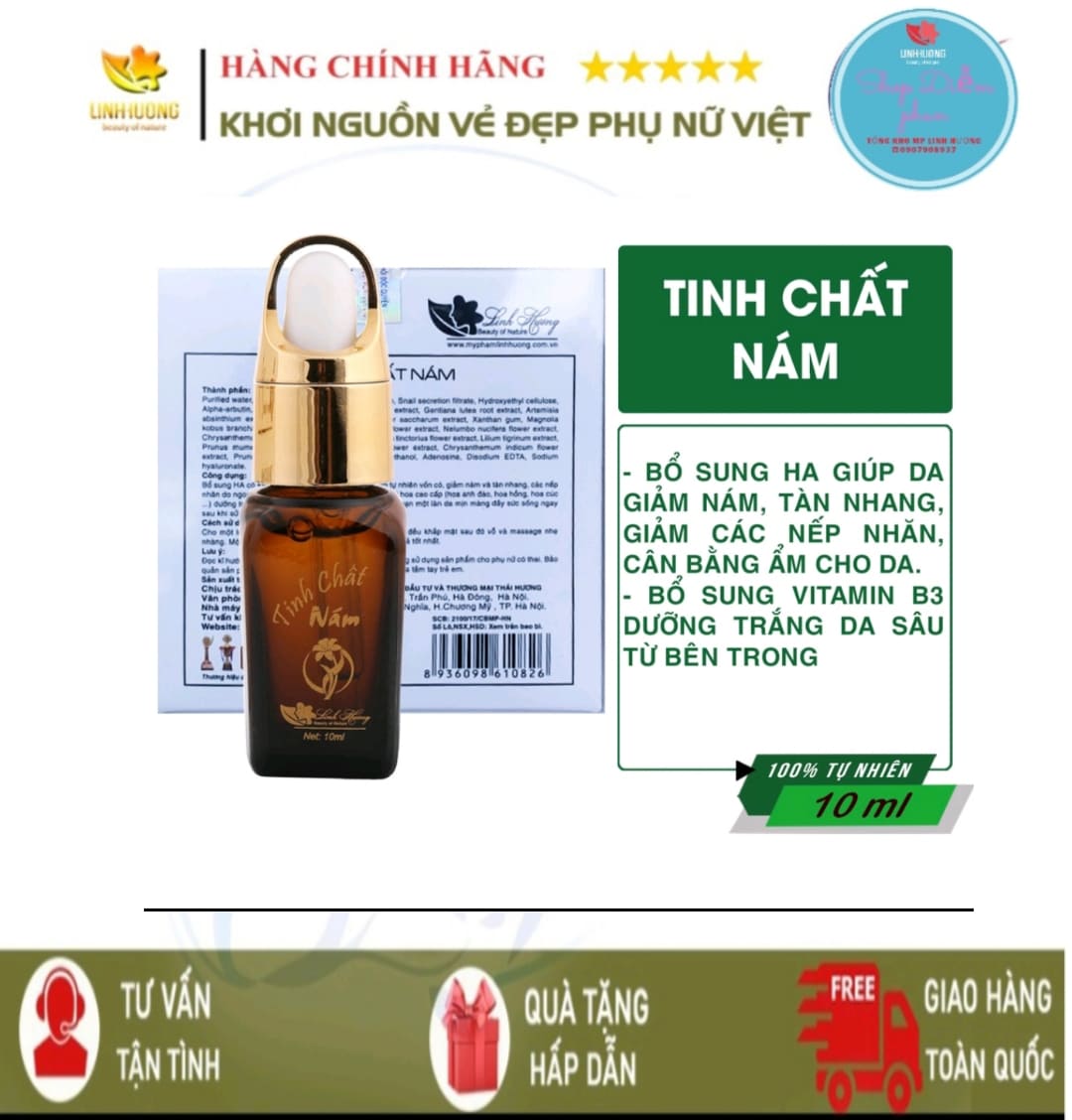 [HCM]Tinh chất nám Linh Hương 10ml nám tàn nhangđốm nâu
