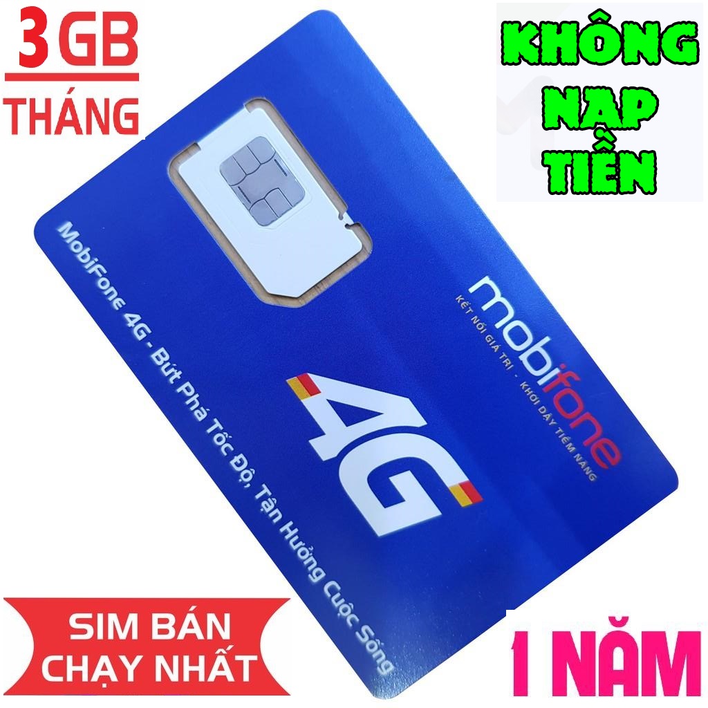 ( SIM 1 NĂM ) Sim 4G Mobifone MDT255 3GB/tháng trọn gói 1 năm Không Nạp Tiền, Cam kết bảo hành 1 năm - Sim 4G Mobi Siêu Rẻ FREESHIP - CHƯA KÍCH HOẠT.