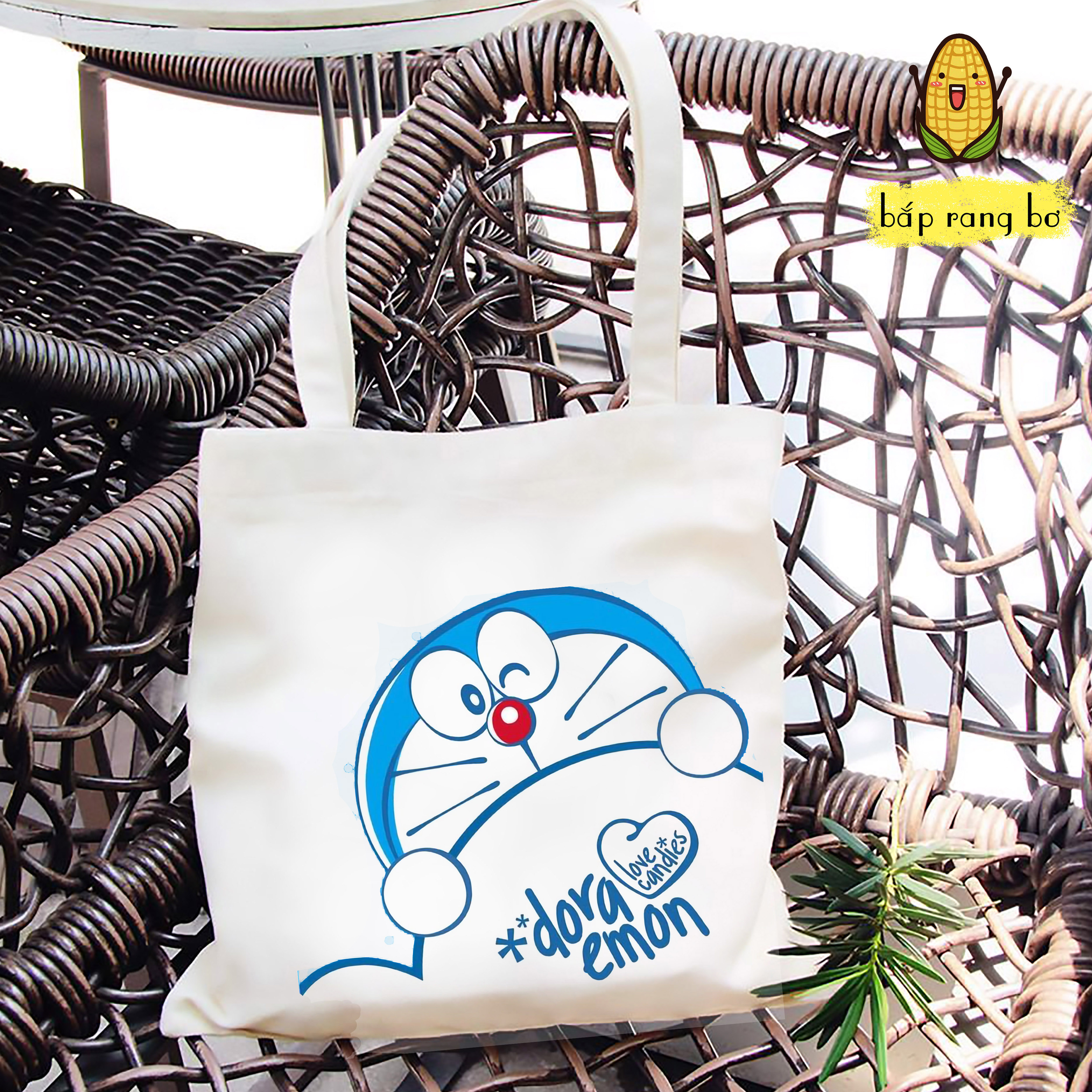 TÚI TOTE VUÔNG DORAEMON (CÓ KHÓA) - VẢI CANVAS