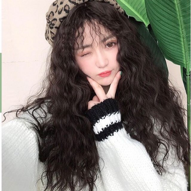 Tóc giả nguyên đầu xù mì siêu xinh tặng kèm lưới và lược