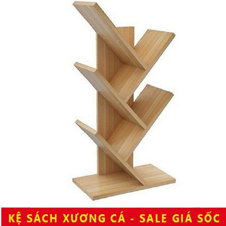 Kệ sách gỗ 5 tầng, kệ xương cá