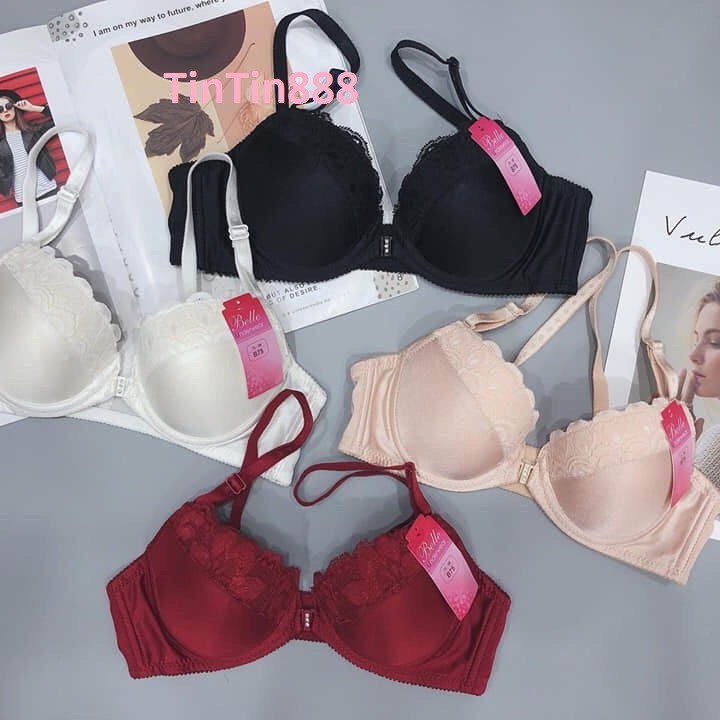 Đủ size 34 đến 40 - Áo ngực nữ mút mỏng cài trước có gọng nâng ngực trơn phối ren nâng ngực co dãn bút đúc mềm mại - áo lót nâng ngực chống sệ - TinTin888