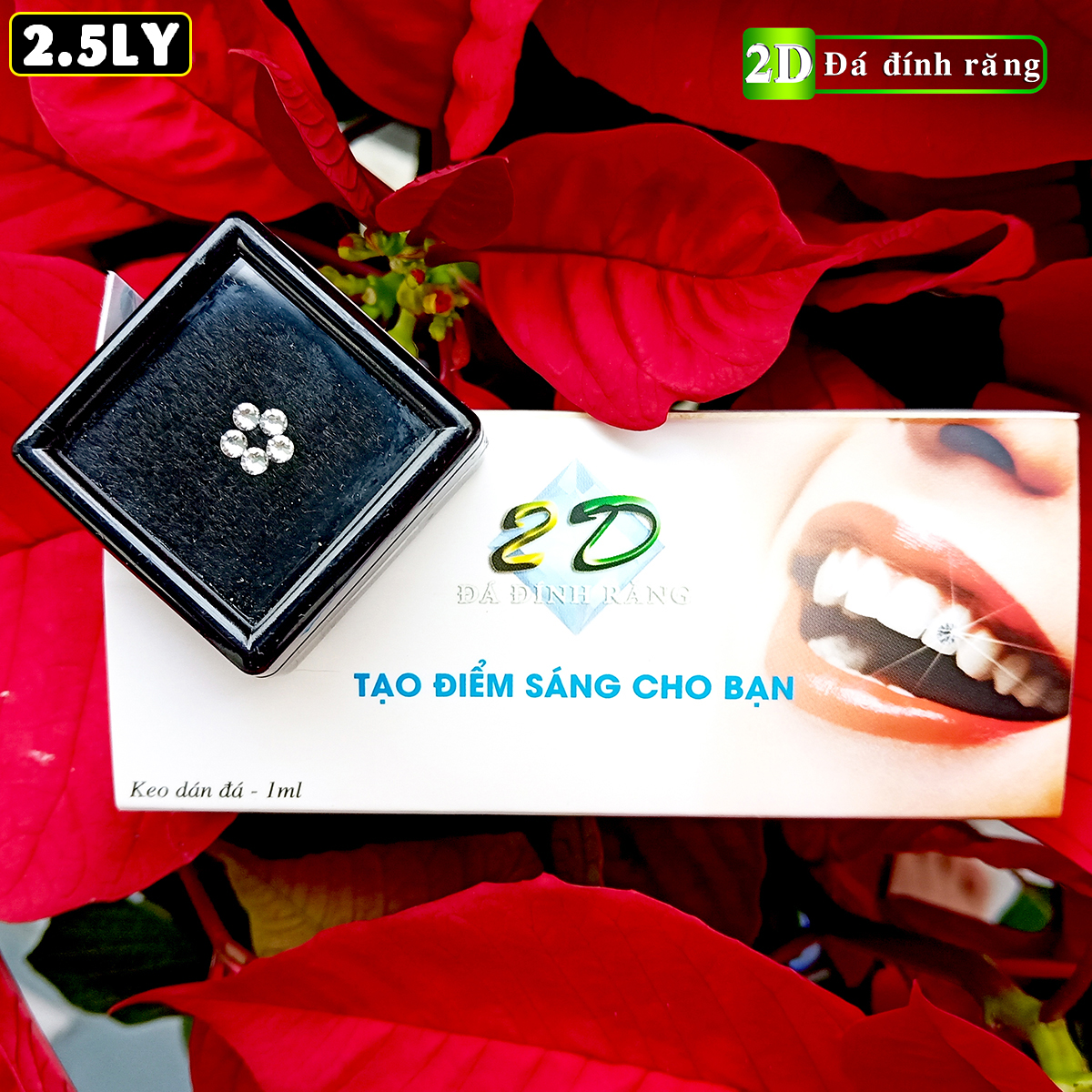 [HCM]Combo đá đính răng chân bằng 2.5ly (loại tự dán) + bột trắng răng thơm mát Eucryl