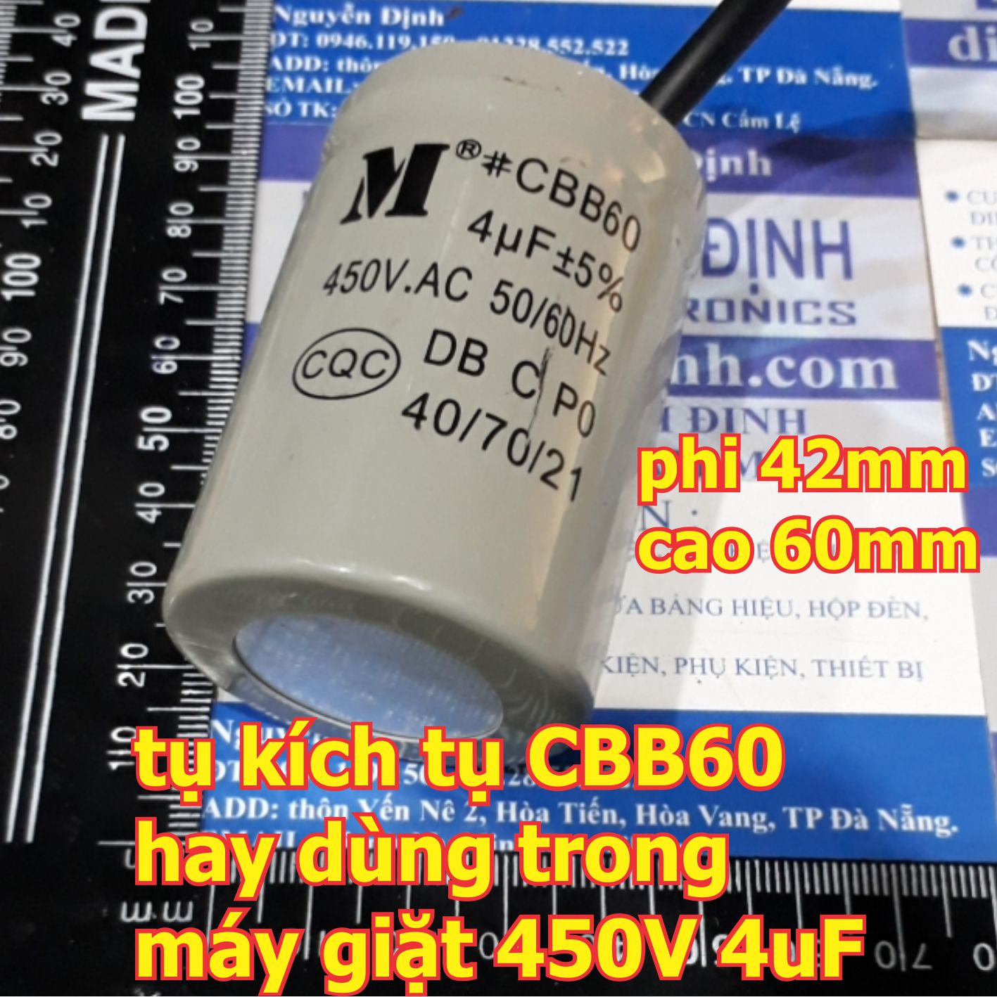tụ điện tụ kích tụ CBB60 hay dùng trong máy giặt 450V 4uF ~ 500uF kde6301