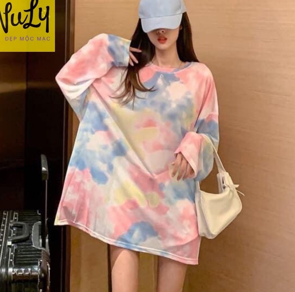 ÁO THUN LOANG MÀU - ÁO THUN NAM NỮ LOANG MÀU BẦU TRỜI SIÊU ĐẸP CHẤT COTTON MỊN ĐẸP A12