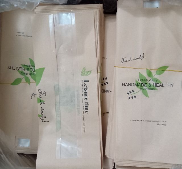 Túi bánh mì hoa cúc dọc lá xanh (10 túi)