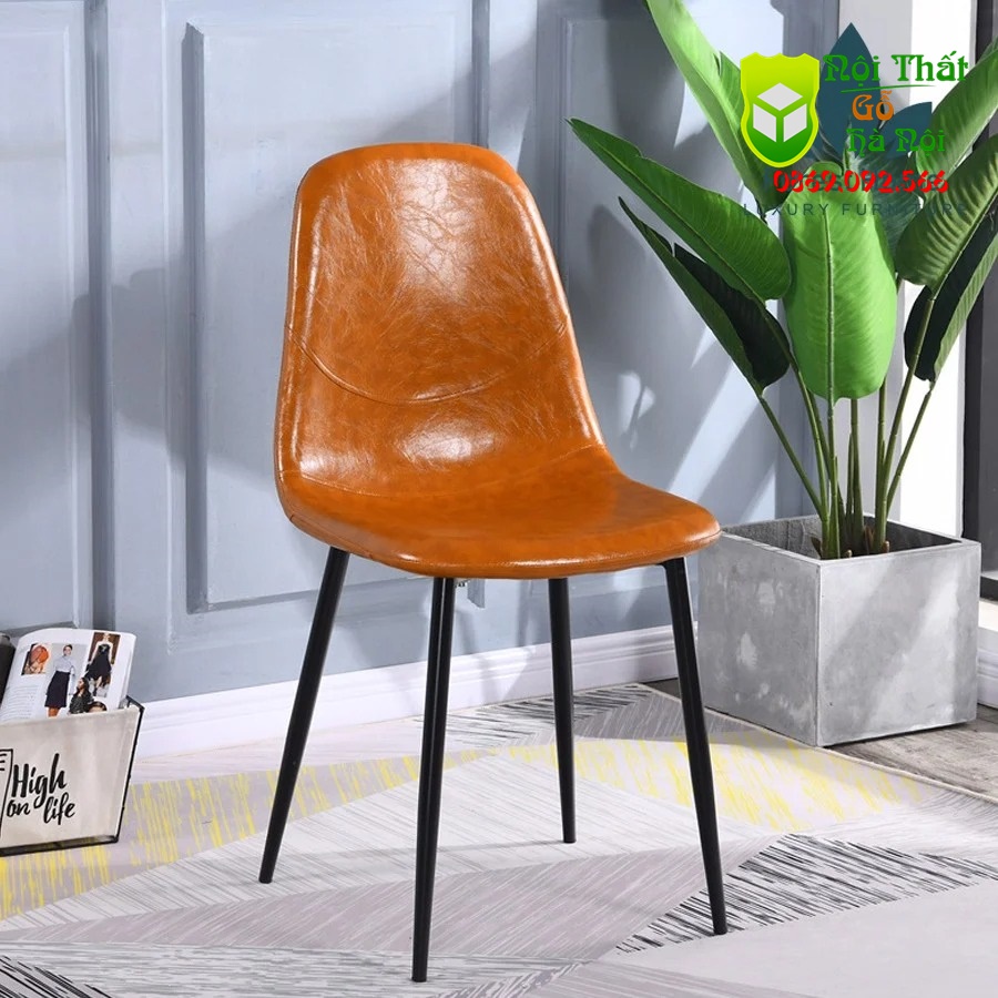 Ghế Eames Da Bò, Ghế Eames Bọc Da chân Sắt Cao Cấp ( Hàng Nhập Khẩu)
