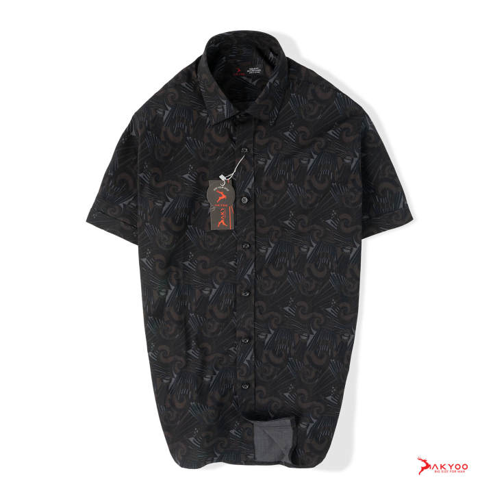 Áo Sơ Mi Đen Cộc Tay Họa Tiết&hellip;