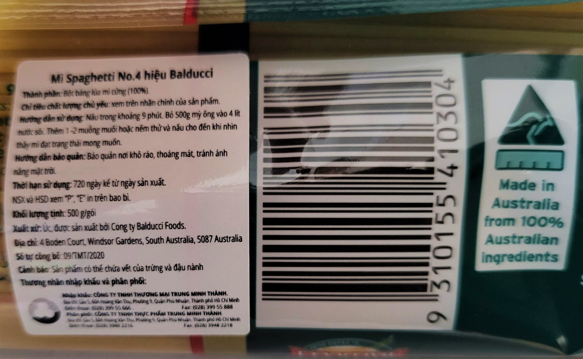 [Gói 500g – SỐ 4] MÌ Ý SỢI TRÒN [Australia] BALDUCCI No 4 Spaghetti Pasta (halal) (tmt)