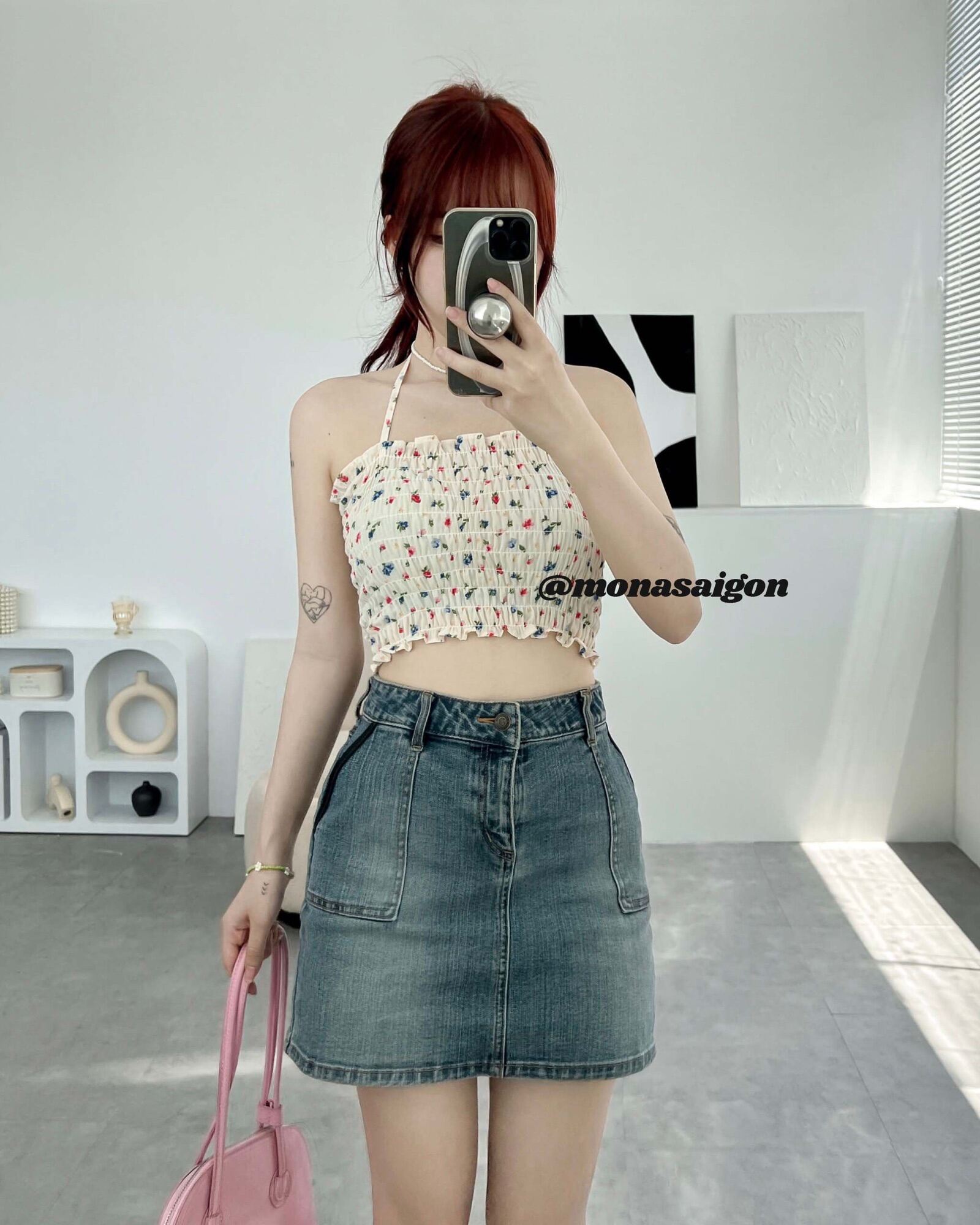 [VOUCHER 12%/149K] Áo croptop hoa nhí MONÁ - ZINA