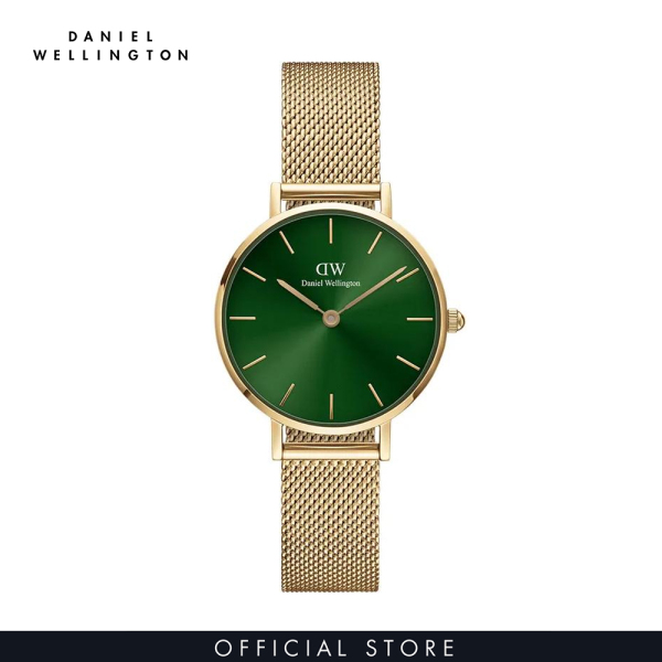 Đồng hồ nữ Daniel Wellington dây lưới - Petite Emerald mặt xanh lá - vỏ vàng