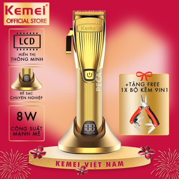 Tông đơ cắt tóc chuyên nghiệp KEMEI KM-K32S pin trâu 4 tiếng có màn hình LCD sử dụng đế sạc USB thích hợp sử dụng cho salon, barber shop, tiệm tóc giá rẻ