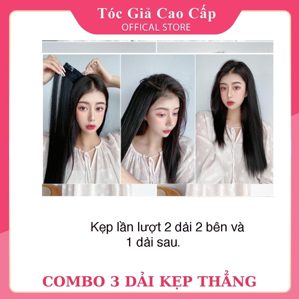 Tóc giả kẹp 🥸FREESHIP🥸 Tóc giả sét kẹp thẳng 3 tép