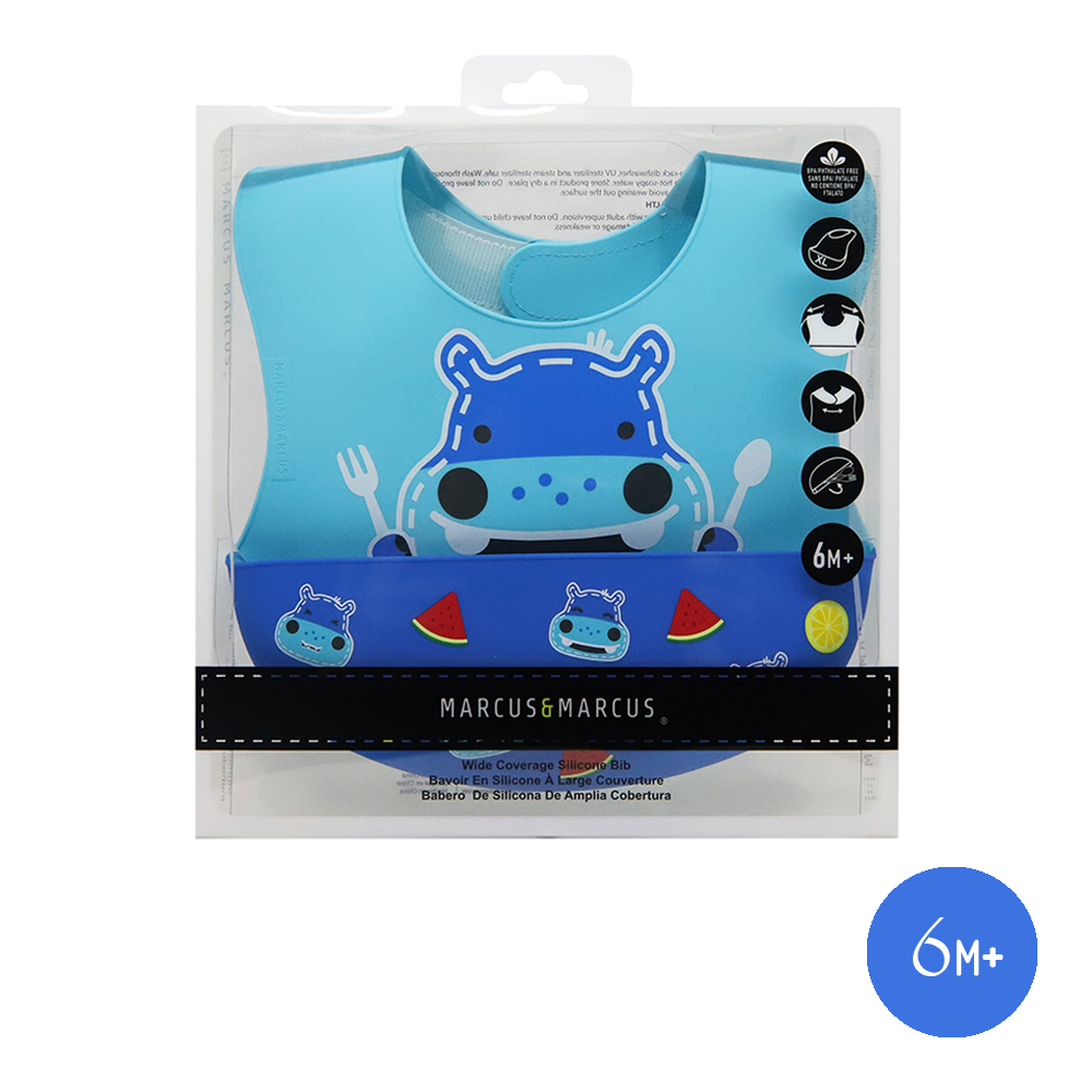 Marcus & Marcus Silicone Bibs with Sticky Collar, for Babies from 6 Months