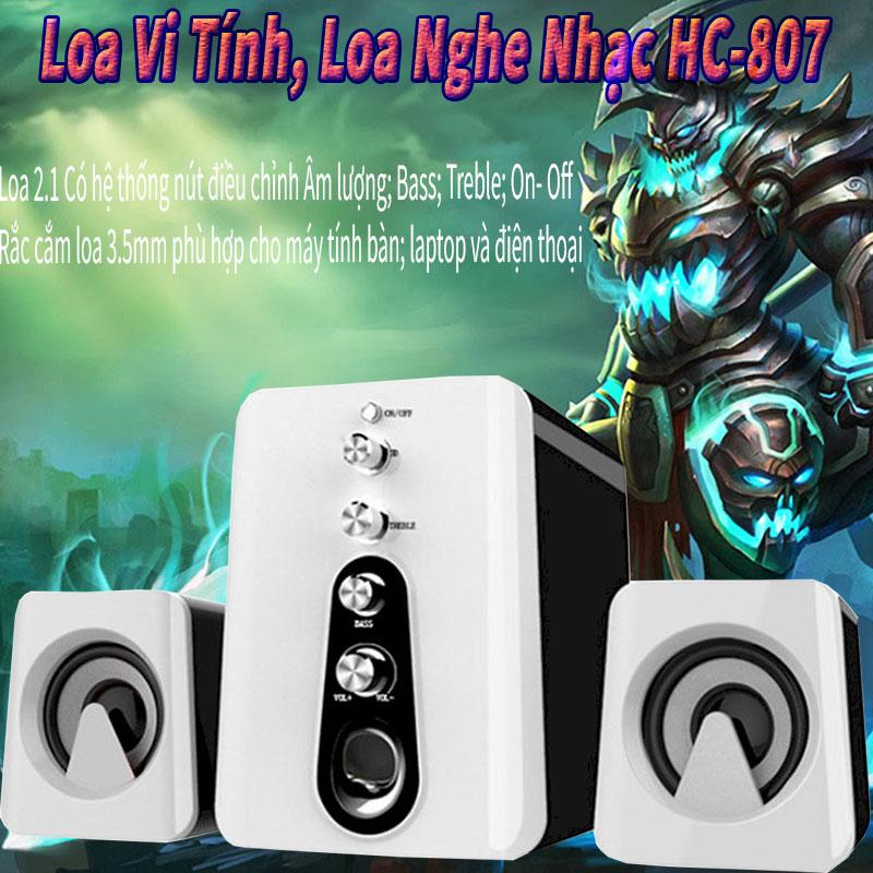 Bộ 3 Loa Máy Tính, Loa Nghe Nhạc, Loa Vi Tính HC-807 2.1 Âm Thanh 3D Siêu Trầm, Thiết Kế Nhỏ Gọn, Đẹp Mắt, Có Hệ Thống Chỉnh Âm Lượng, Bass- Treble - Top 100 Sản Phẩm Bán Chạy Nhất Trị Trường Điện Tử