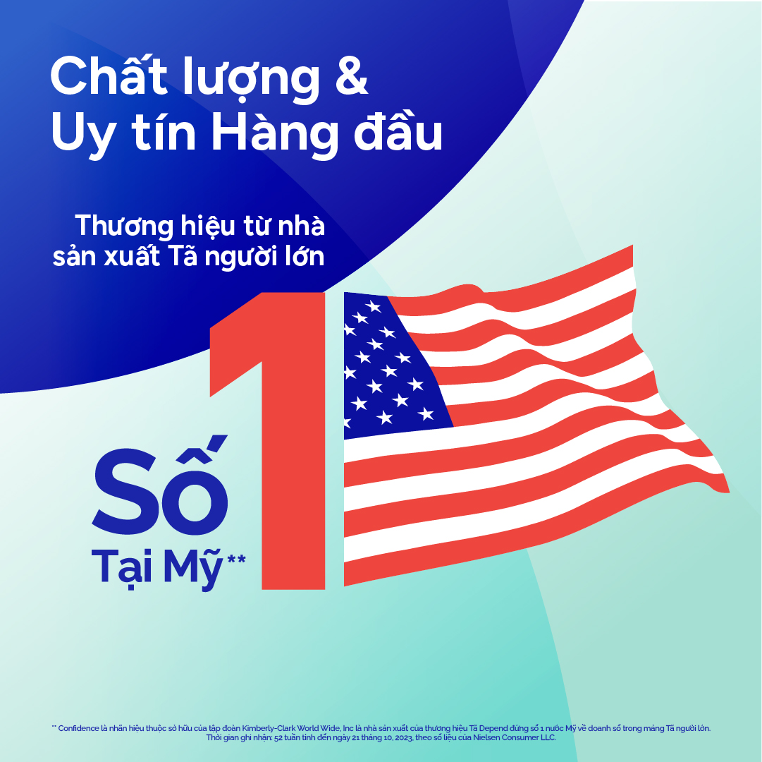 Combo 4 Tã dán ngưới lớn Confidence Thấm Hút Vượt Trội & Khô Thoáng M-L 8M/L-XL 7M