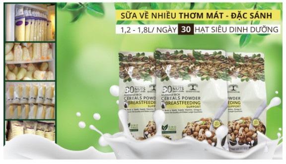 Ngũ Cốc Kích Lợi Sữa QUEEN NATURE Bịch 800Gr
