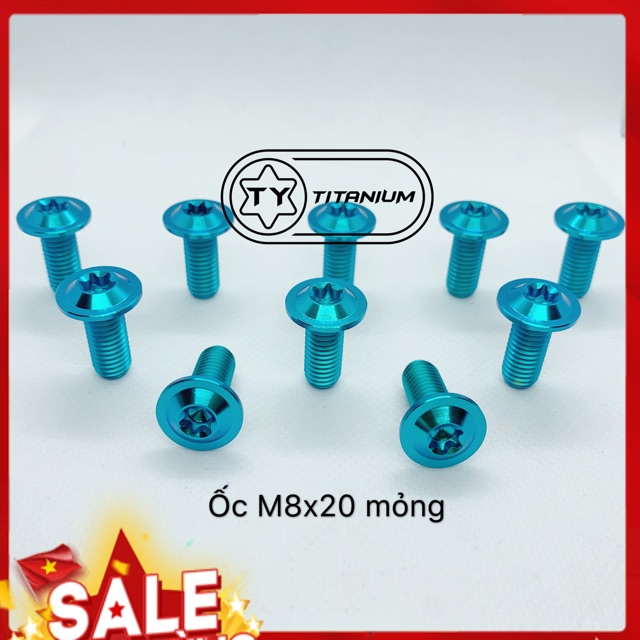 ỐC TITAN 8li20 dù mỏng GR5 bắt đĩa