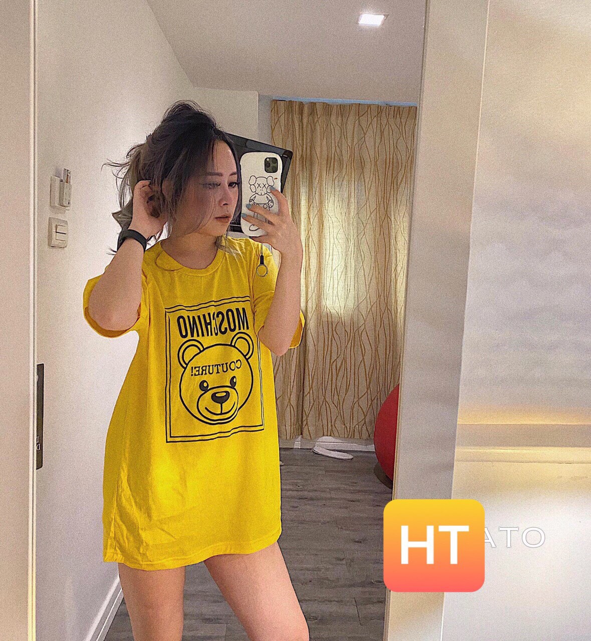 Áo phông gấu moschino in 3D chất tici HT8205