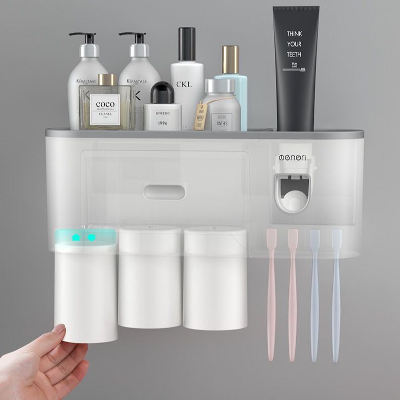 Kệ Để Bàn Chải Đánh Răng, Bộ Nhả Kem Đánh Răng Tự Động Kèm Cốc Thông Minh Dán Tường
