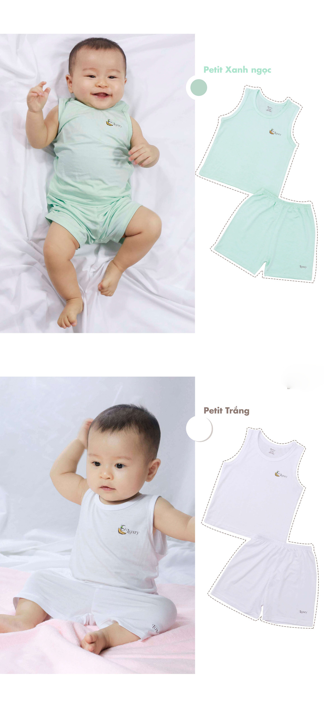 Bộ quần áo ba lỗ Basic Luxry cho bé