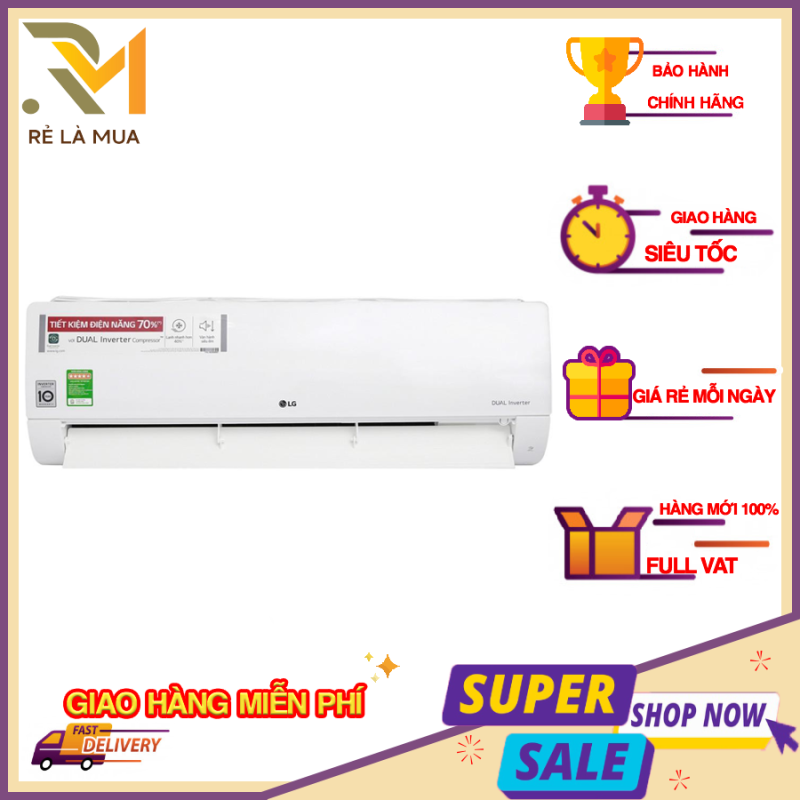 Bảng giá Máy lạnh LG Inverter 1 HP V10API1 - Công suất làm lạnh 9.200 BTU - Độ ồn trung bình 21/39 dB (A) - Tiêu thụ điện 0.77 kW/h