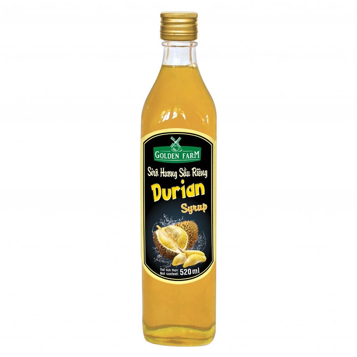 Siro Golden Farm Chai Thủy Tinh hương sầu riêng (Durian) Chai 520ml syrup pha chế, trà, trà sữa, si rô