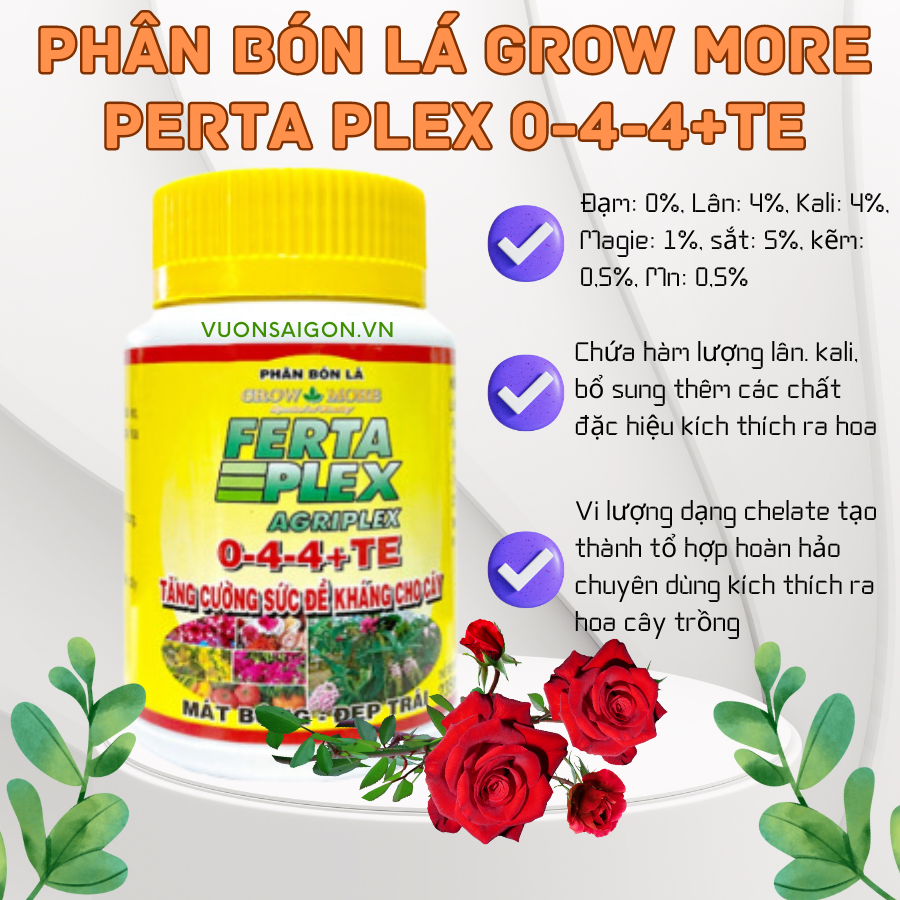 Phân bón lá grow more perta plex 0-4-4+te hủ 235ml – kích ra hoa tập trung và trái vụ