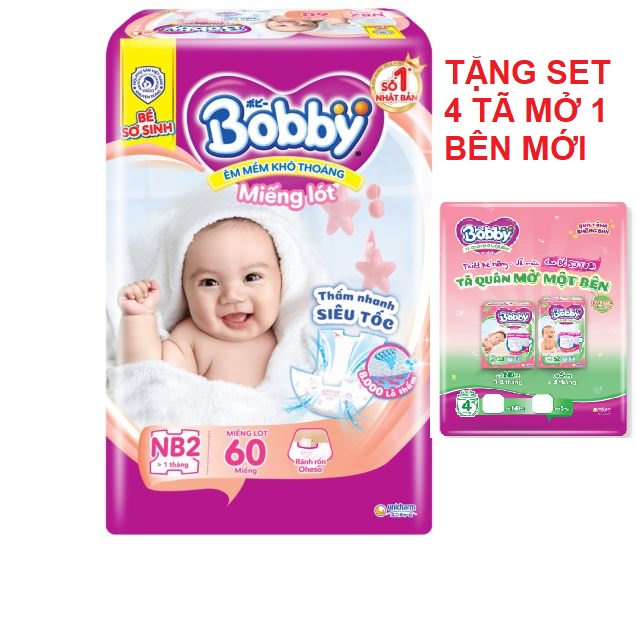 Miếng lót sơ sinh bobby NewBorn2 NB2-60 miếng