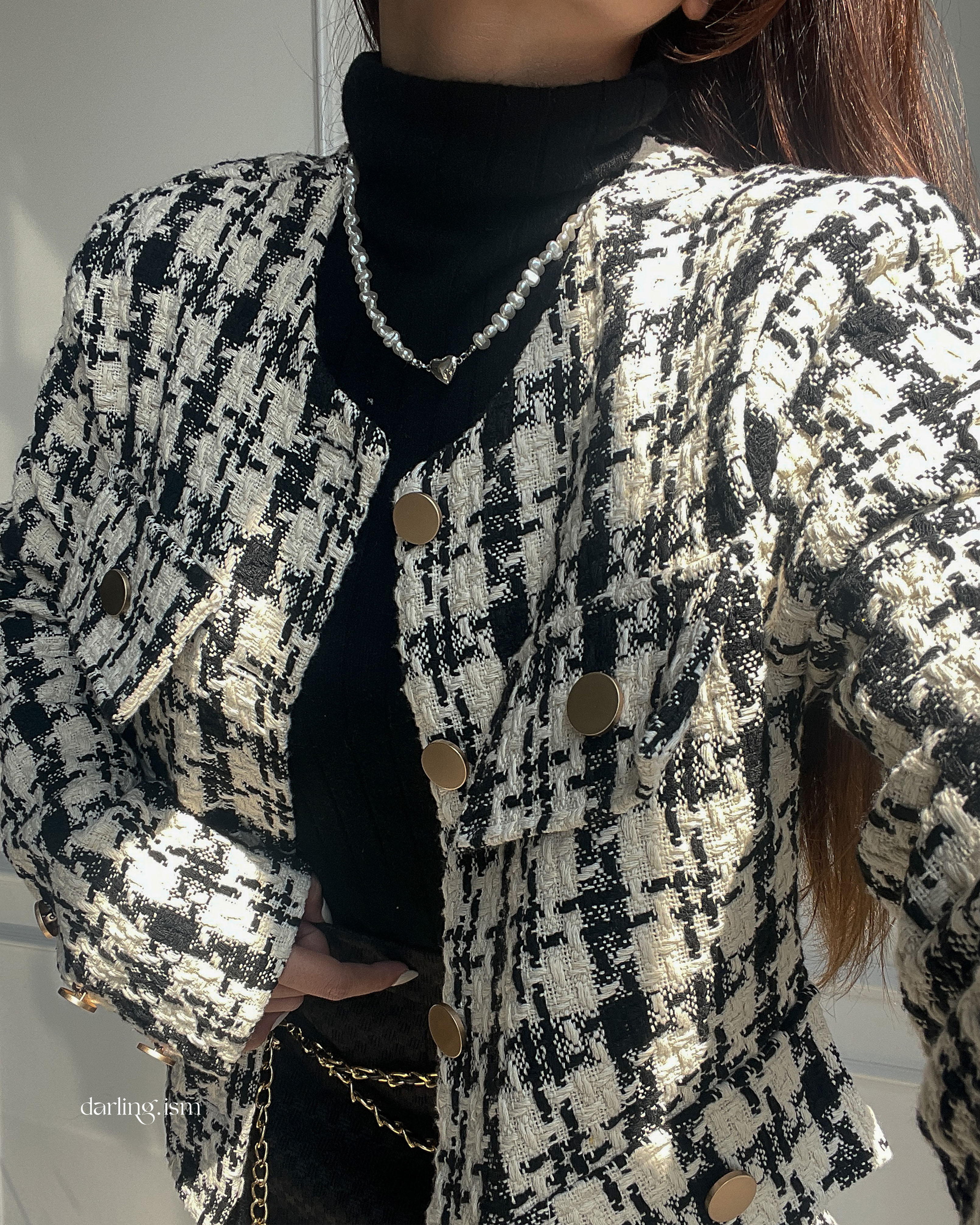 áo khoác tweed cổ tròn jade jacket - darling.ism