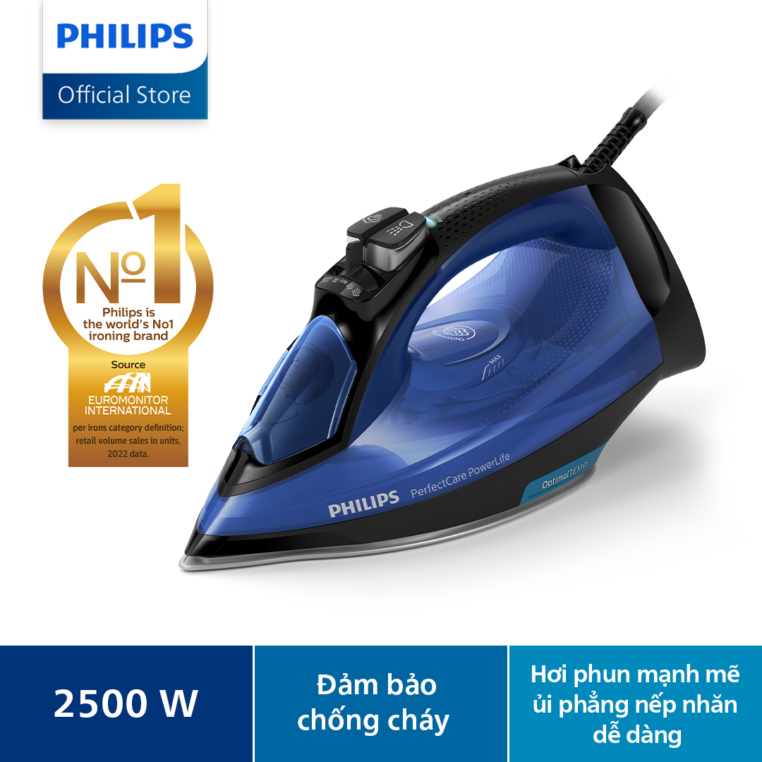 Bàn Ủi Hơi Nước Nằm Philips GC3920/20 2200- 2600W-Công Nghệ Optimaltemp, Không Cần Điều Chỉnh Nhiệt Độ - Hàng Phân Phối Chính Hãng - Bảo Hành 24 Tháng