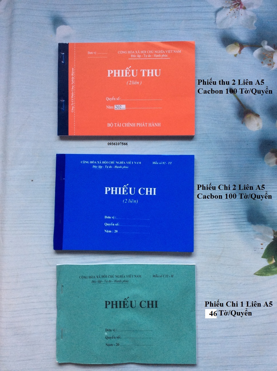 Phiếu thu 2 liên / Phiếu chi 2 liên/Phiếu chi 1 liên giấy carbon đẹp loại 100 tờ/ quyển