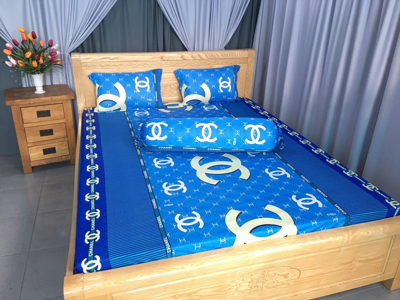 Bộ ga giường - drap thun Hàn Quốc CHAN'el- ga thun lạnh ( 1 ga nệm, 2 vỏ gối nằm, 1 vỏ gối ôm)