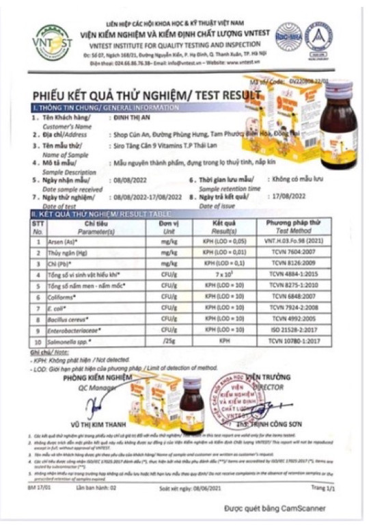 Siro tăng cân cho bé Vitamin TP 9 Thái Lan