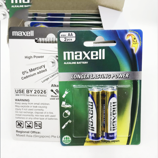 Combo 5 vỉ pin AA Maxell Alkaline, pin tiểu Maxell (1 vỉ 2 viên)